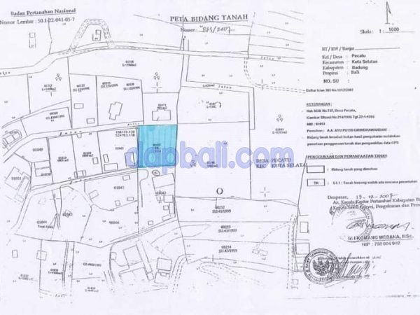 1400 sqm land for sale in Padang – padang, Pecatu, Kuta Selatan