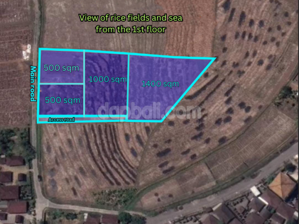 30295 - Exclusive plots in various sizes with rice field and ocean view for sale in Kelecung, Tabanan, Bali