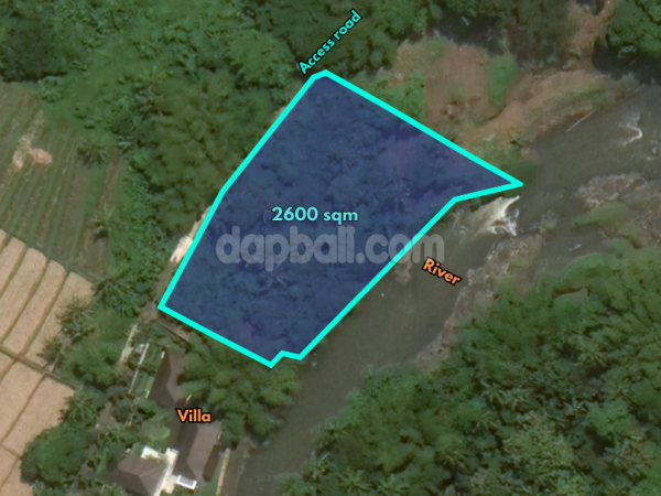 30850 - Riverside land of 2,600 sqm with exquisite surroundings and views for sale in Nyanyi, Tabanan, Bali