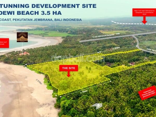 35198 - 35.775 sqm prime plot for sale within walking distance to the beach in Medewi, Pekutatan, Jembrana, Bali