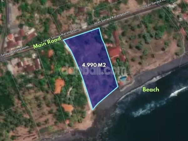 38421 - Prime land of 4990 sqm with beachfront and main roadside backdrops for sale in Seraya, Karangasem