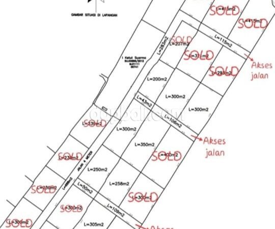 39580 - Exclusive plots (Pink Zone) with various sizes start from 300 - 500 sqm for sale in Kedungu beach, Tabanan