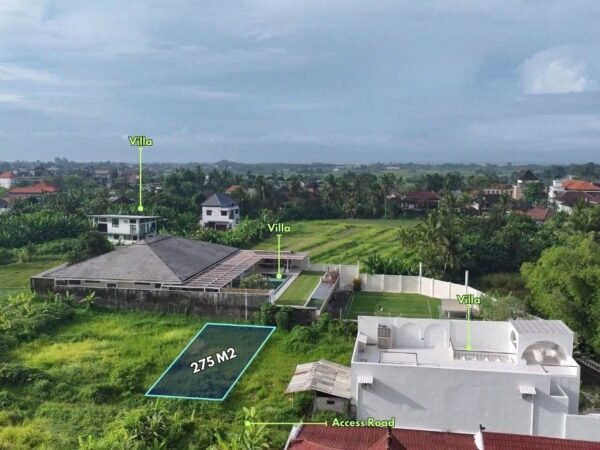 46701 - Strategic Residential Plot of 275 sqm with Rice Field & Mountain Views for Lease in Nyanyi - Beraban, Tabanan
