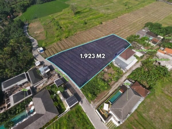 49878 - 1,923 sqm Prime Land for Sale with Rice Field & Mountain Views – Tabanan, Bali