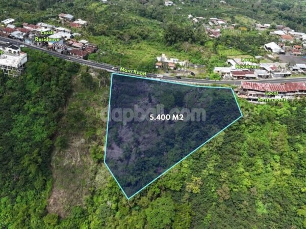 54134 - 5,400 sqm (54 are) Prime Caldera-Rim Tourism Land with Mount Batur Lake Views for Sale on Jalan Raya Penelokan, Kintamani